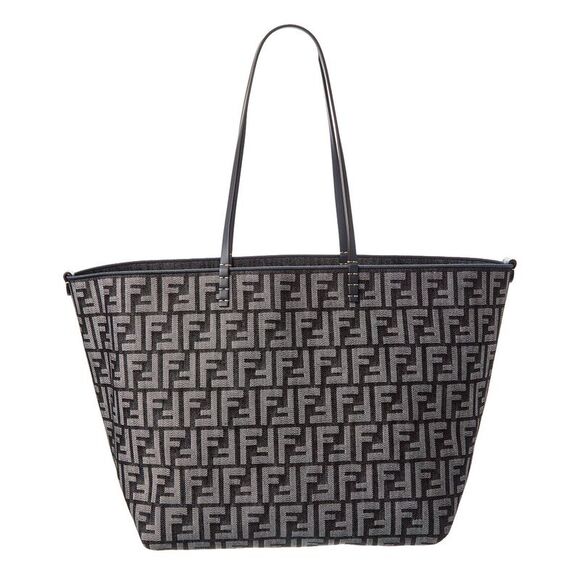 FENDI Handbags - Fendi Roll Large Ff Denim & Leather Tote, Blue